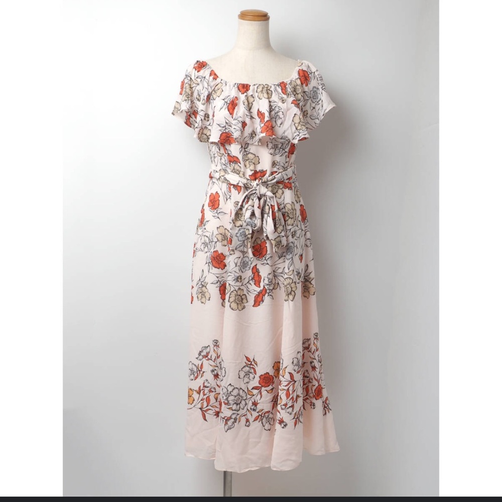 Ivanka Trump Floral Maxi Dress - light pink/orange/ref size 4